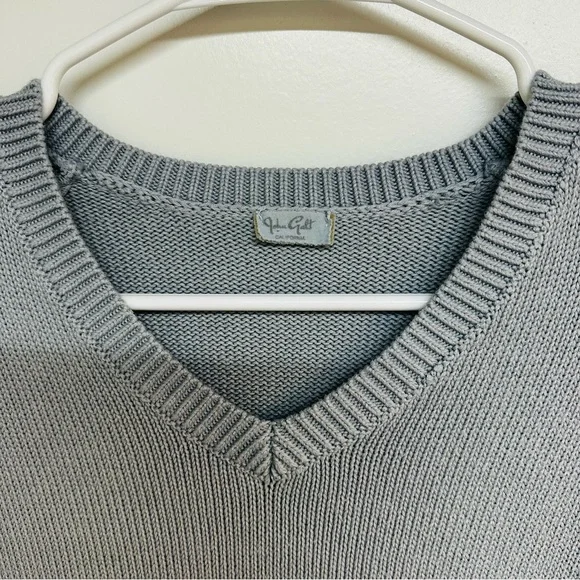 John Galt one size V-neck long sleeve sweater blueish gray neutral color - Picture 2 of 4